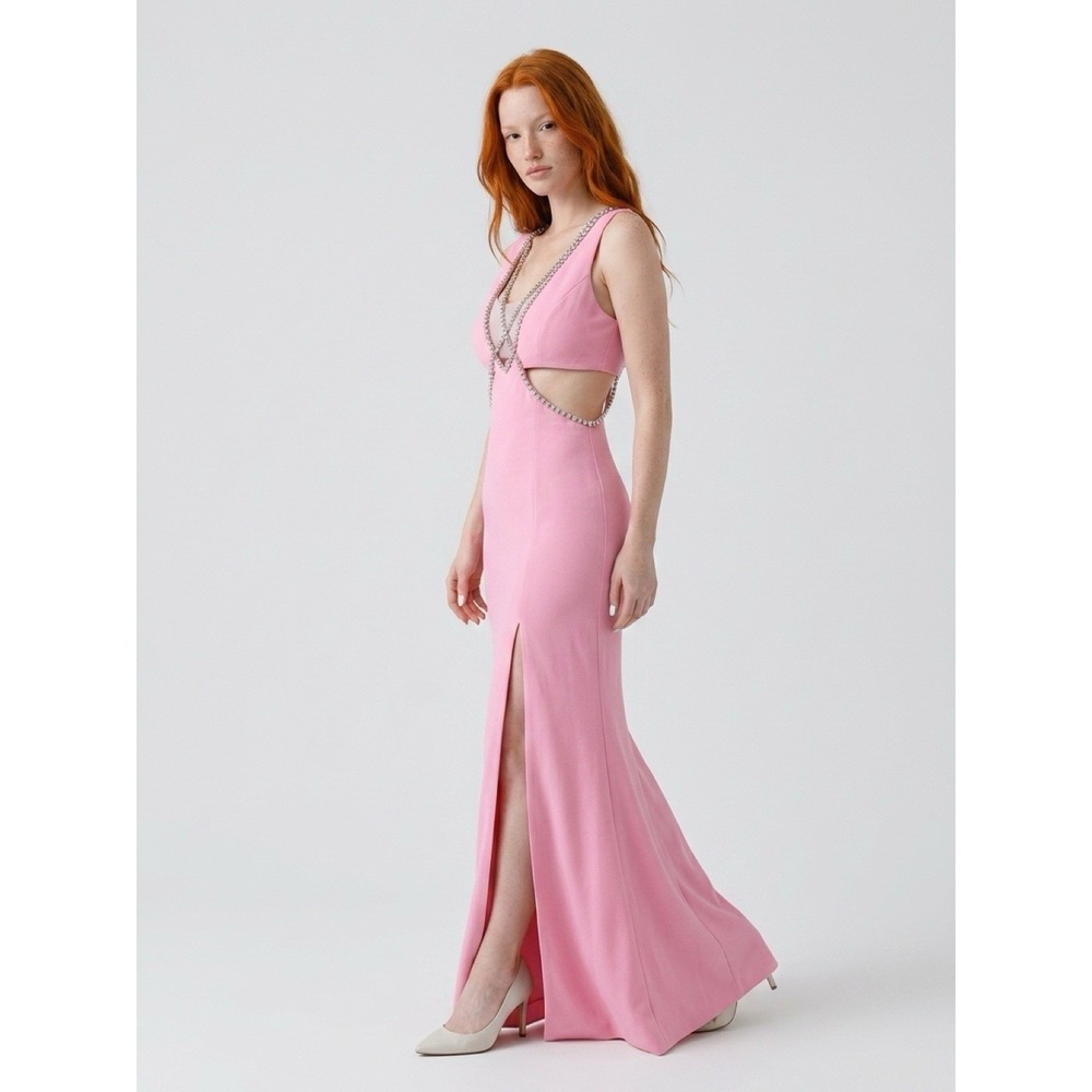 (15)Majorelle Matteson Crystal Embellished Long Gown Pink Women's Size Large